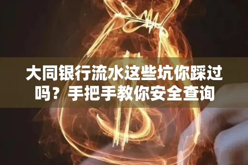 大同银行流水这些坑你踩过吗？手把手教你安全查询